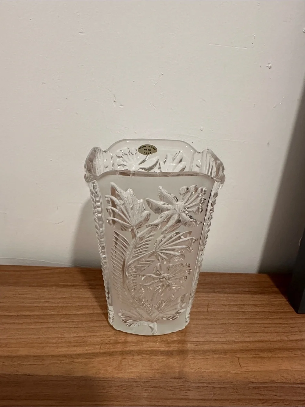 Vintage USSR 24% Lead Crystal Vase Cut Glass Elegant Botanical Floral Vase